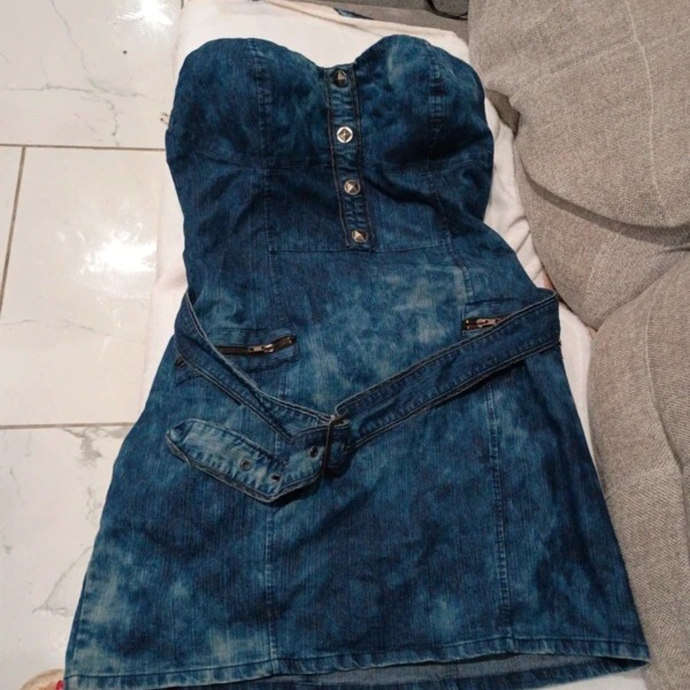 Denim Blue Backless Dress
